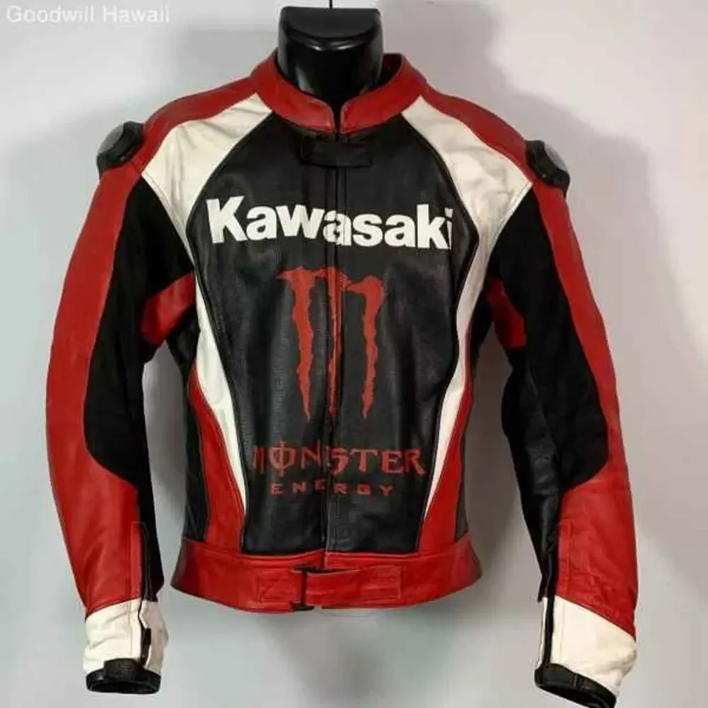 KAWASAKI MONSTER MOTORBIKE RACING LEATHER JACKET